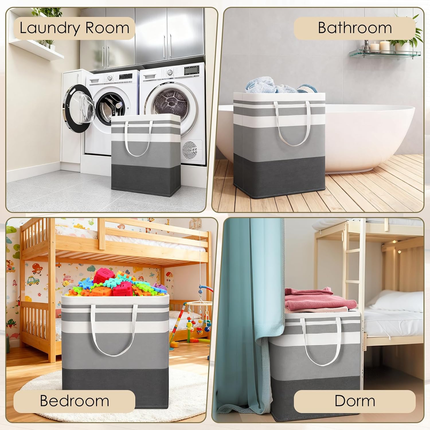 Skiennix Large Laundry Basket - 75L Collapsible Clothes Hamper with Easy Carry Handles | Waterproof Design for Home & Dorm