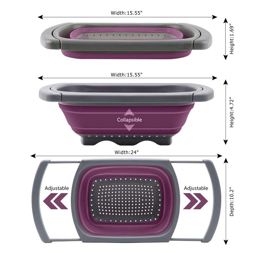Purple Collapsible Silicone Kitchen Colander/Strainer