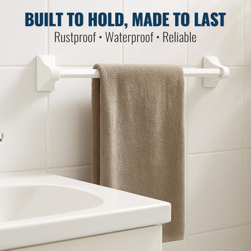 24-Inch Adjustable Towel Bar Replacement Rod – Easy to Cut & Fit, Spring-Loaded Plastic Towel Bar for Ceramic Holder, Rustproof & No-Drill Installation, Vintage Bathrooms & Rental Homes Friendly