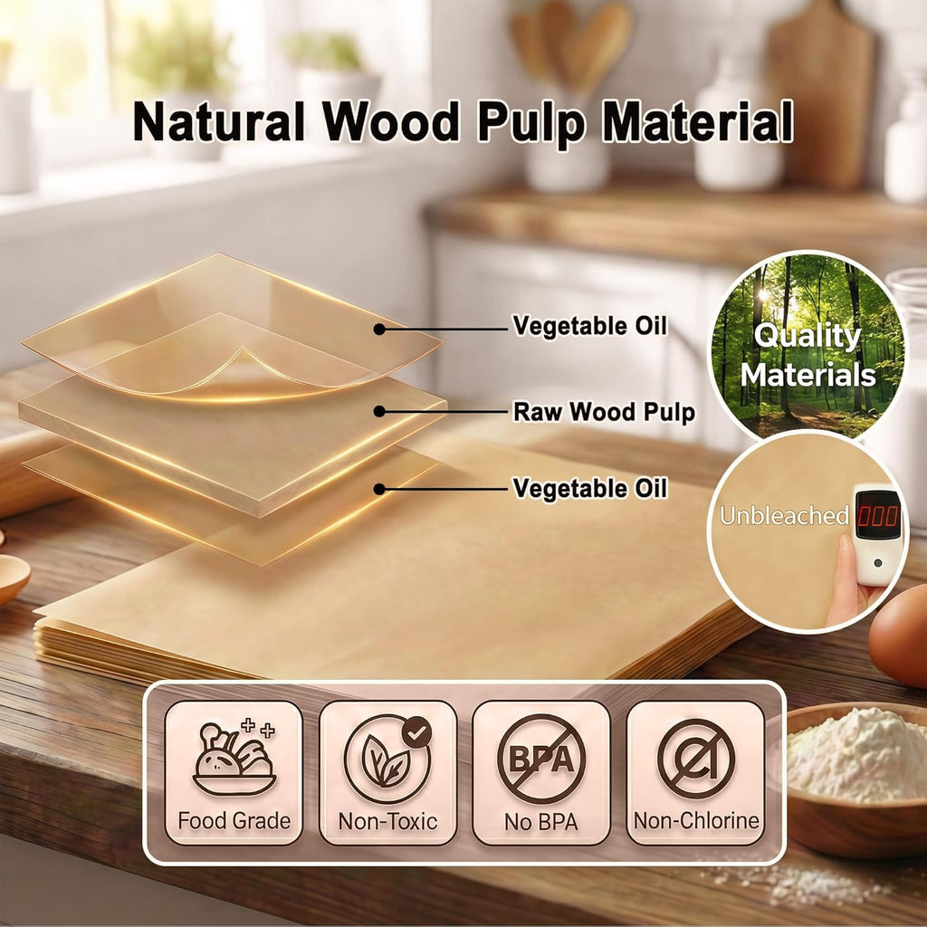 Unbleached Parchment Paper Sheets by [Brand Name] - Non-Stick 9x13 Inch for Baking & Grilling | 100PCS