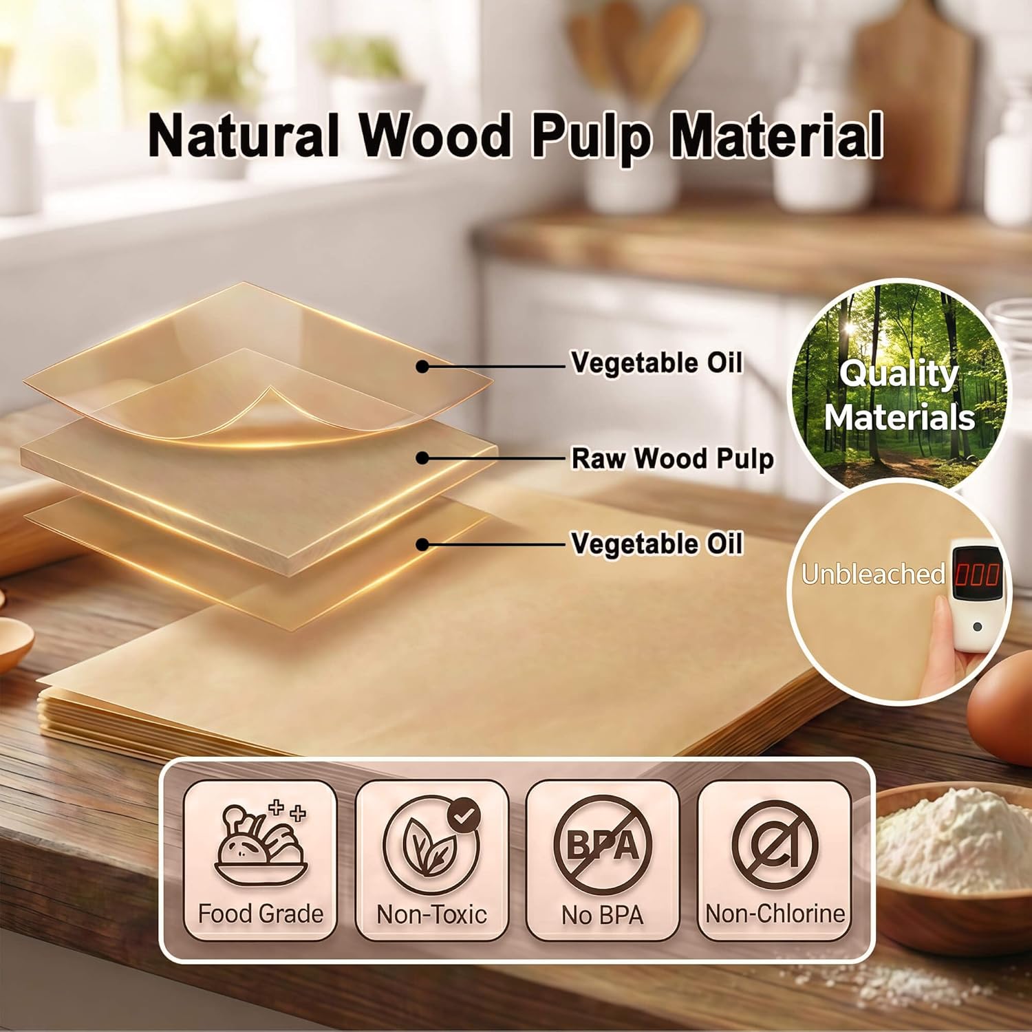 Unbleached Parchment Paper Sheets by [Brand Name] - Non-Stick 9x13 Inch for Baking & Grilling | 100PCS