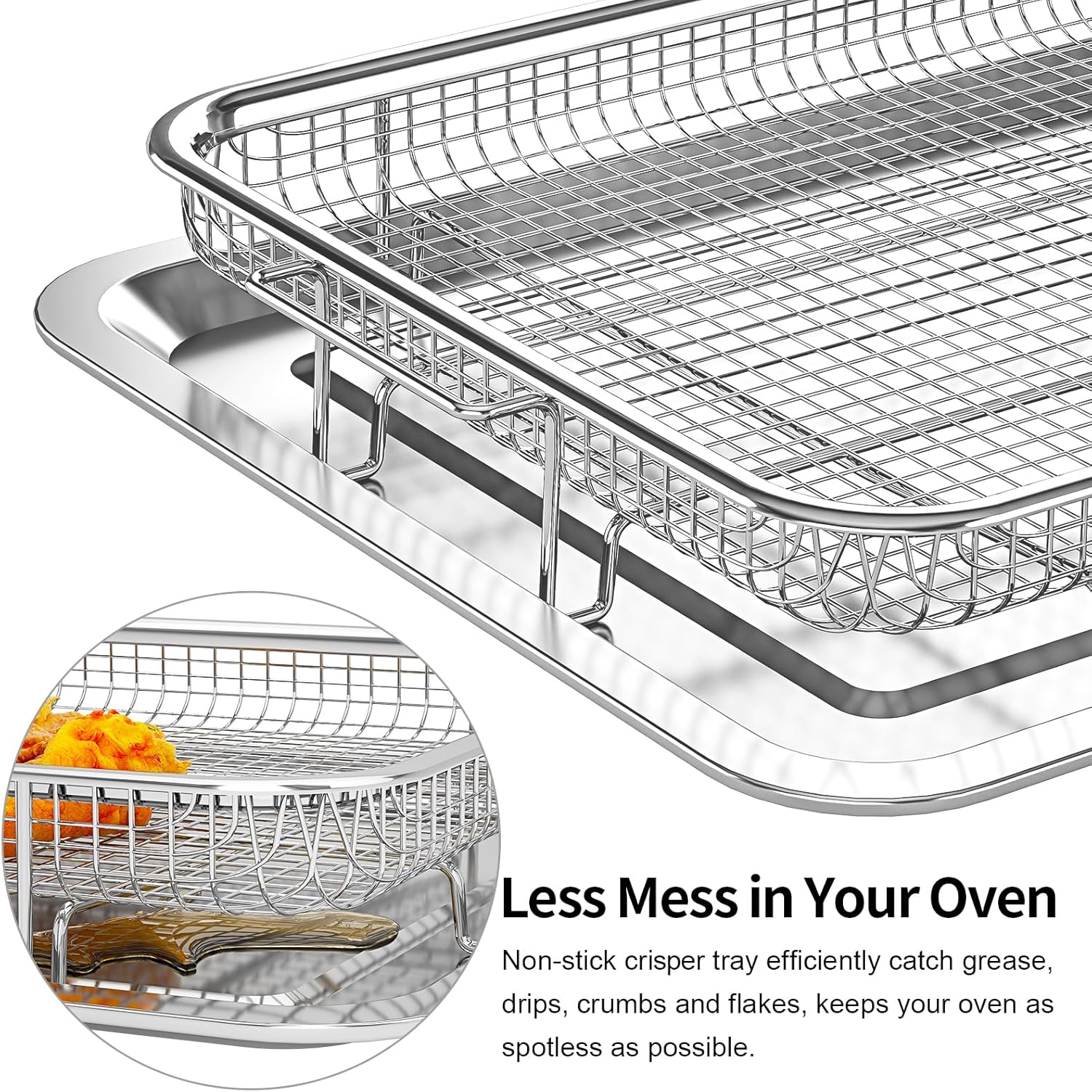 OPENICE Air Fryer Basket Set - Non-Stick Crisper Tray for Baking & Crispy Foods | Large & Medium Sizes