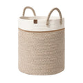 LA JOLIE MUSE Woven Basket Rope Storage Baskets - Tall Cotton Basket 16 x 14 x 14 Inches, Laundry Basket for Blanket, Kids Toy, Nursery Clothes Hamper Basket White & Desert