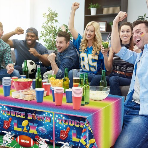 tineit 3 Pieces Football Tablecloth, 108 * 54 Inch Football Party Decorations Table Cover, Touch Down Football Tablecloth, Football Party Decorations 2026 Tablecloth for Football Party