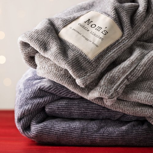 DEMDACO Mom and Me Cuddle Greywash 60 x 70 Fleece Fabric Foot Pocket Throw Blanket