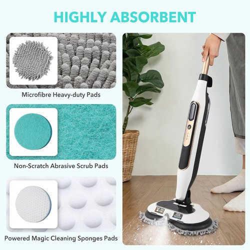 Frescares S7001 Steam Mop Pads - Upgraded All-in-One Cleaning Solution for Hard Floors | 6 Green Pads