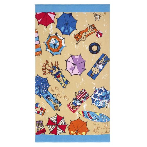 Nicole Miller - Beach Towel, Soft & Absorbent Cotton Sheared Velour, Printed Beach Accessories, Dorm Room Essentials (At The Beach, 36" x 68")