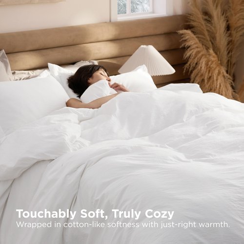 Bedsure Removable Cover with Comforter Duvet Insert King - 4 Pieces White Prewashed Soft Bedding Set for All Seasons Use, Includes 1 Duvet Cover, 1 Comforter, 2 Pillow Shams