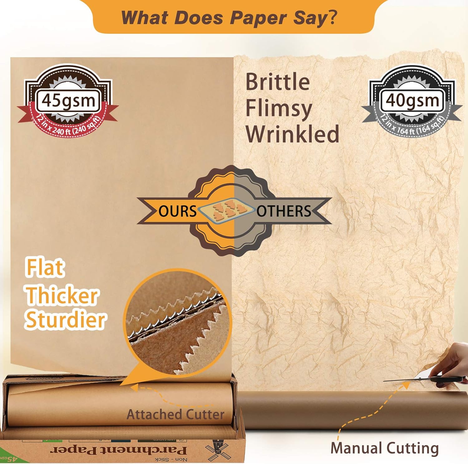 Unbleached Parchment Paper - Non-Stick Baking Roll, 12 in x 240 ft | Perfect for Cooking, Grilling & Air Frying