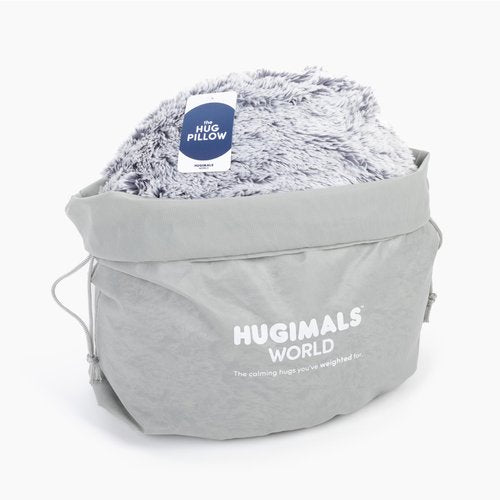 HUGIMALS The Hug Pillow in Gray | 10 lb Weighted Heavy Round Sensory Pillow w/Cozy Hand Pocket for Self-Care, Comfort, Relaxation, Sleep - Thoughtful Gift for Adults, Dad, Husband, Boyfriend, Partner