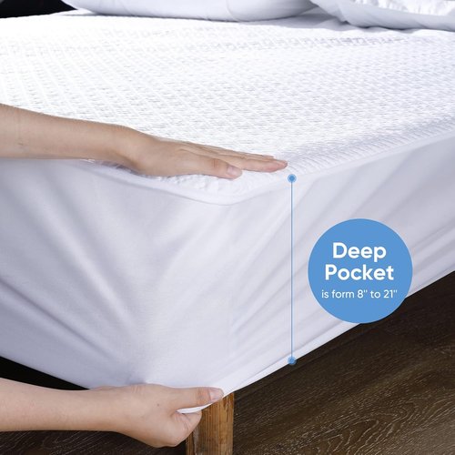 Hanherry Waterproof Mattress Protector - Queen Size Cooling Cover with 3D Air Fabric | Soft & Breathable