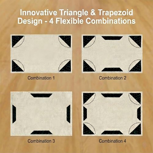 Duraone 12 PCS Rug Gripper with Triangle & Trapezoid Design, Non-Slip Double-Sided Carpet Tape for Area Rugs, Adhesive Rug Pads for Hardwood Floors and Tiles, Keep Corners Flat (Black)