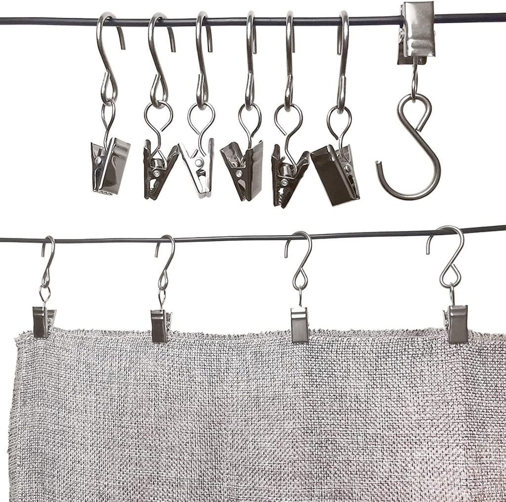Skiennix Stainless Steel S Hooks - 50 Pack Hanging Clips for Party Lights & Art Display | 2.4 Inch, Silver