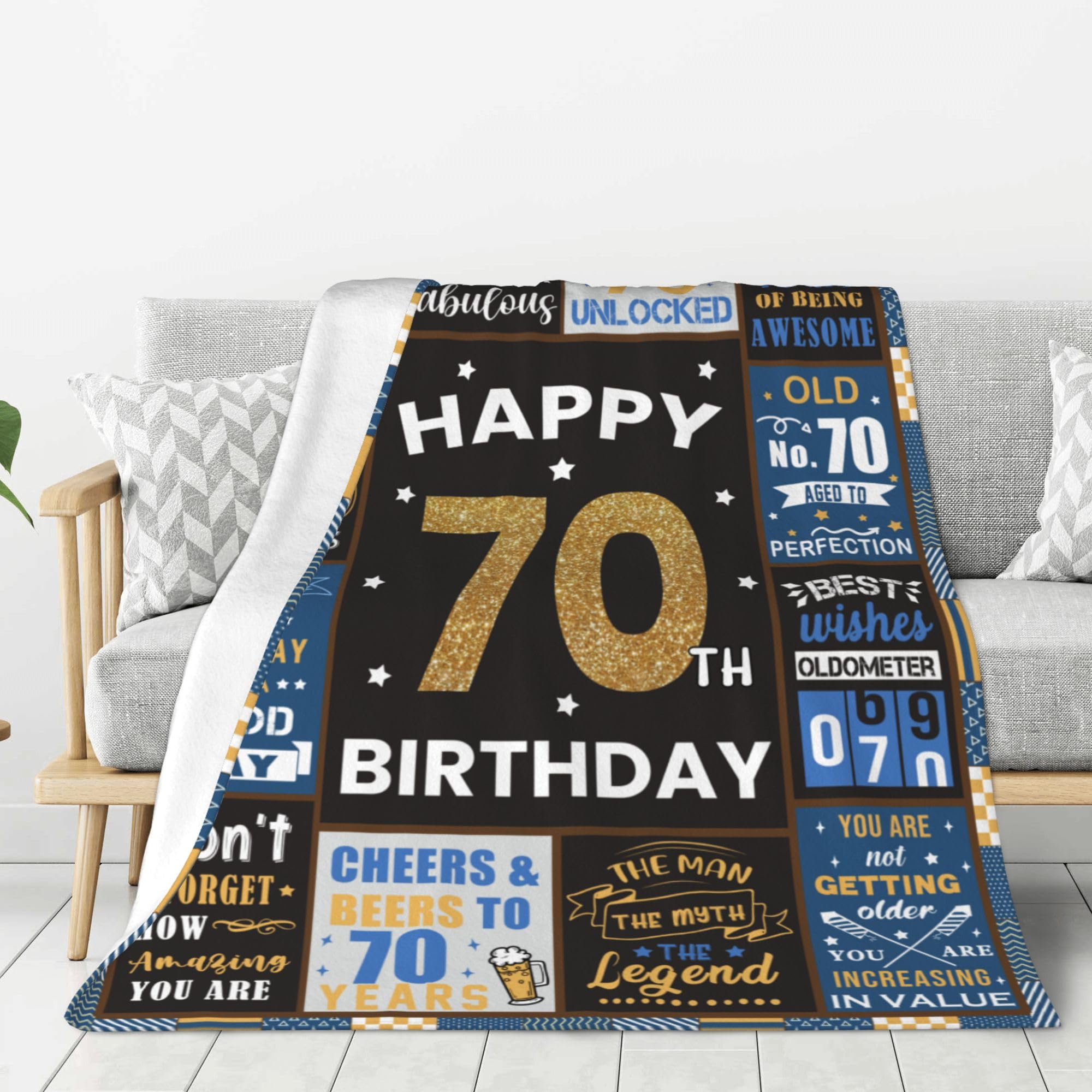 Wyhcxl 70th Birthday Gifts for Men, 70th Men Birthday Gift Ideas, Best Gifts for 70 Year Old Man, 70 Year Old Birthdays Gifts for Man, 1955 Birthdays Gifts for Dad Blanket 60"X 50"