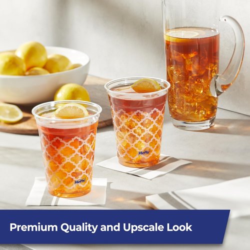 Hefty 18 Ounce Clear Plastic Party Cups - Printed Design | 20 Count for Celebrations