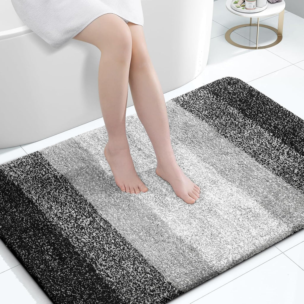 OLANLY Large Bathroom Rugs - Extra Soft Microfiber Mat 47x32 | Quick Dry & Machine Washable, Black