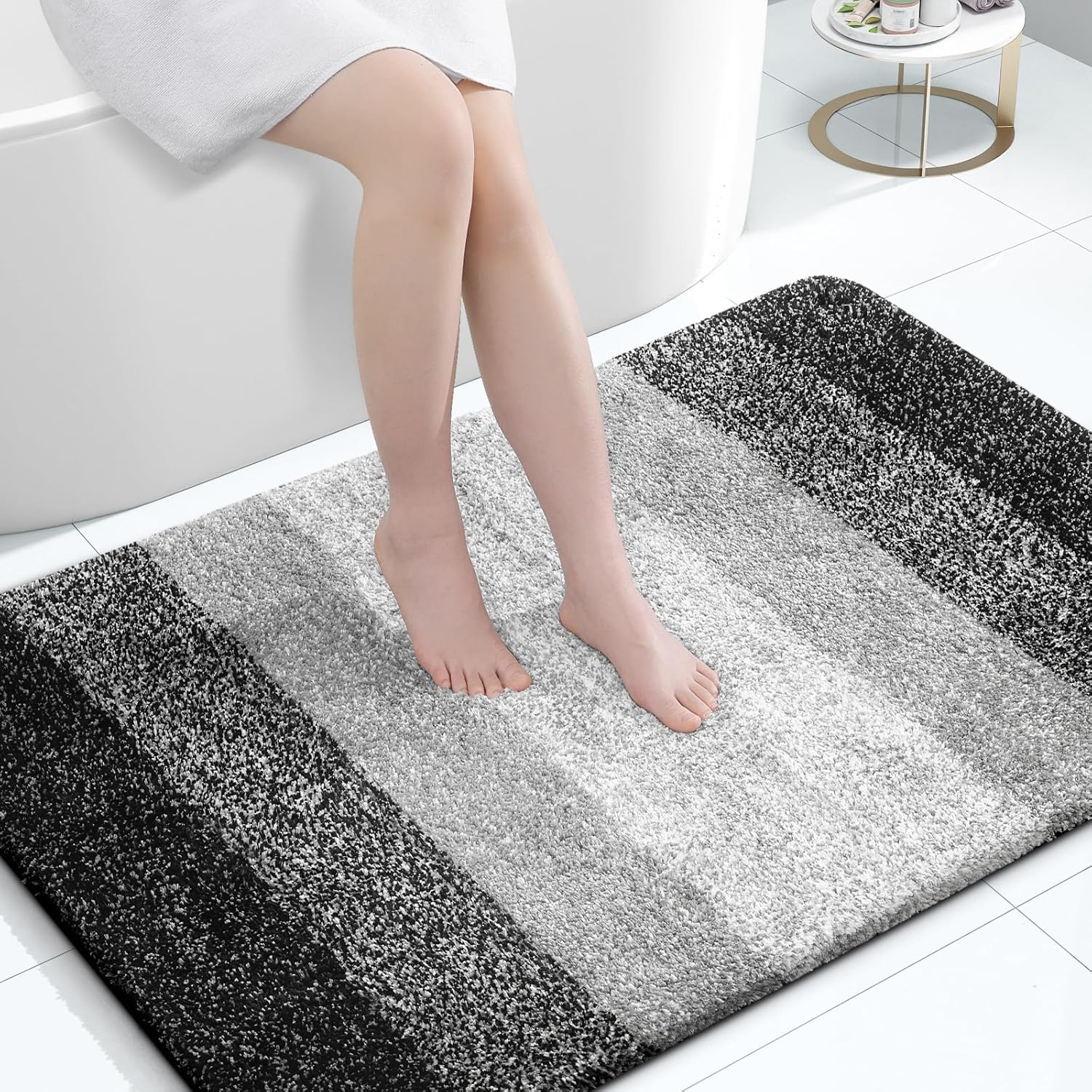 OLANLY Large Bathroom Rugs - Extra Soft Microfiber Mat 47x32 | Quick Dry & Machine Washable, Black