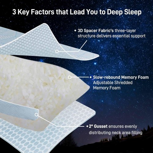 Caelorin Shredded Memory Foam Cooling Soft Bamboo Viscose Pillows King Set of 2, Adjustable Hypoallergenic Hotel Quality Pillows for Back, Stomach or Side Sleeper, Oeko-TEX Certified