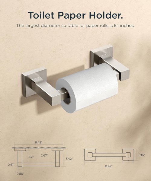 FORIOUS Stainless Steel Toilet Paper Holder - Rustproof Double Post Pivoting Design | 2-Pack Square