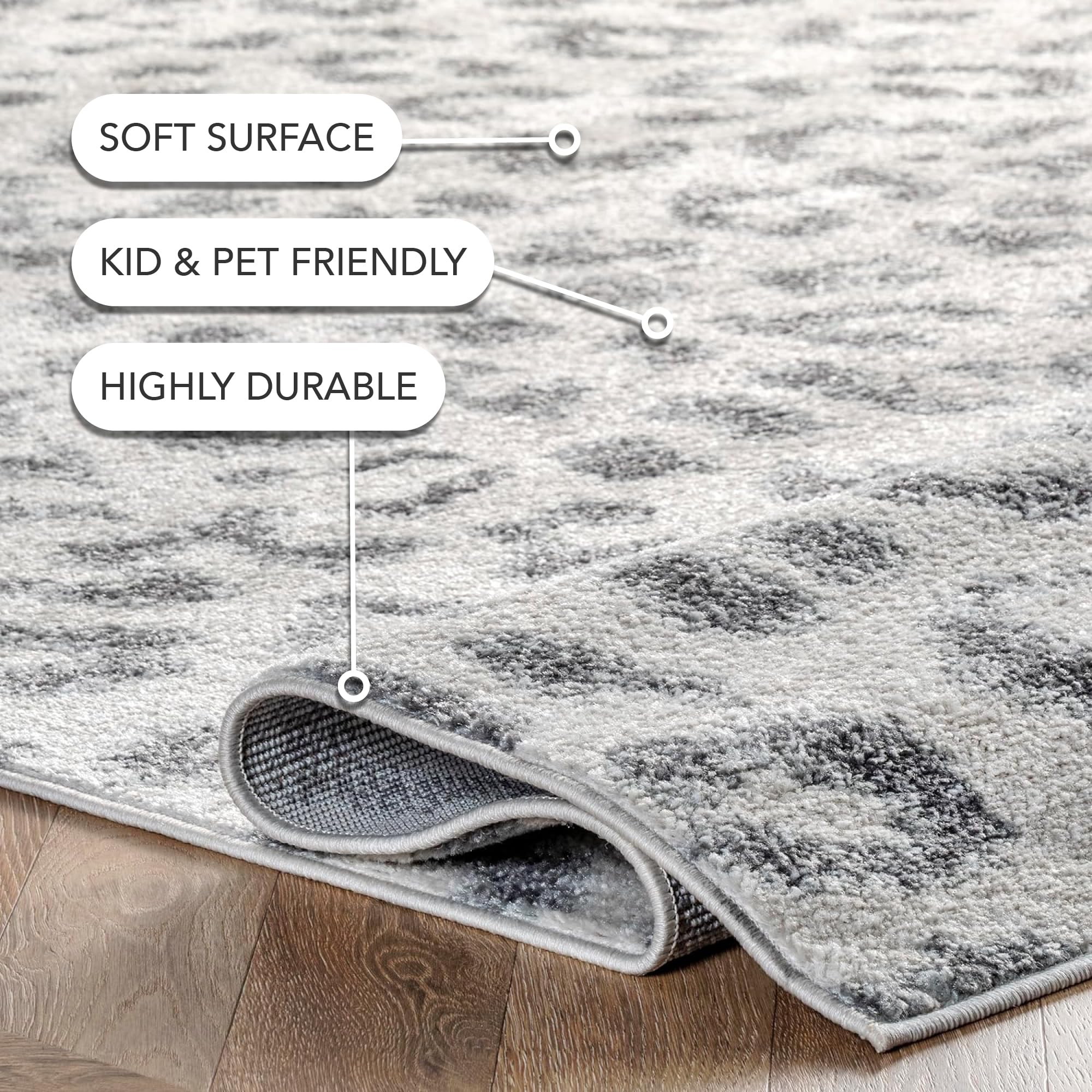 Nuloom Annette Grey/Off-White, 6'7" x 9', Leopard Print, Soft and Cozy, High Traffic, Stain Resistant, Easy Clean, Durable Area Rug for Bedroom, Living Room, Dining Space, Den, Foyer, Entryway