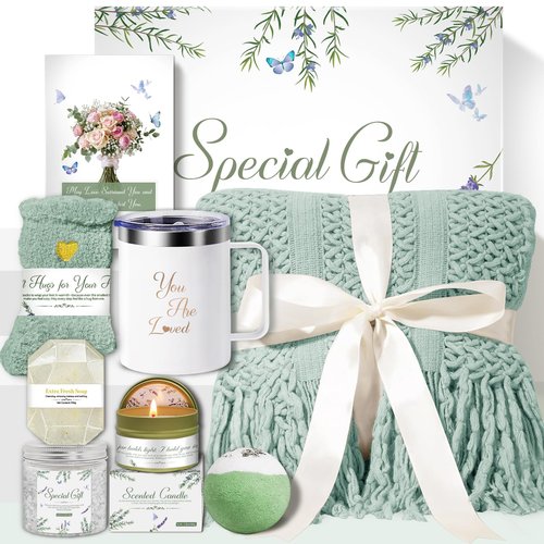 Gift Baskets for Women, Birthday Gift Mothers Day Gifts for Women, Mom, Her, Wife, Girlfriend, Sister, Comfort Get Well Soon Gift Basket, Self Care Gifts Sympathy Inspirational Care Package Spa Set