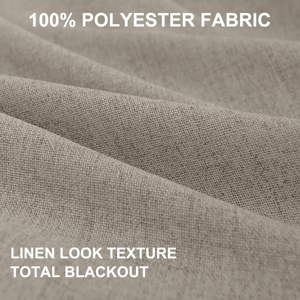 Regine Switzerland Blackout Curtains - 100% Blackout Linen Drapes, Thermal Insulated, 50" W x 102" L, 2 Panels Set