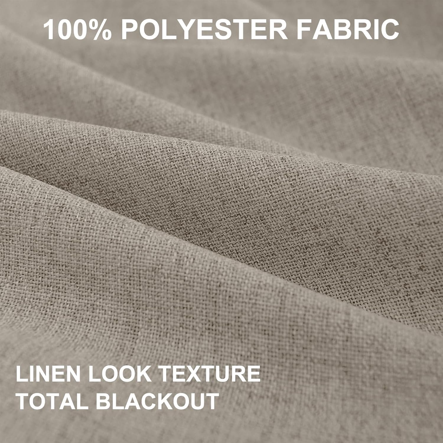 Regine Switzerland Blackout Curtains - 100% Blackout Linen Drapes, Thermal Insulated, 50" W x 102" L, 2 Panels Set