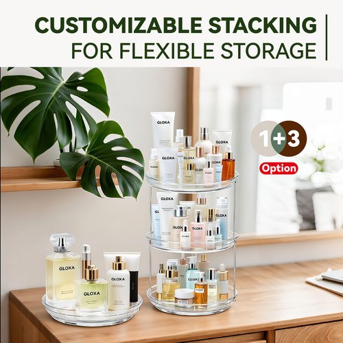 GLOXA 2 Tier Lazy Susan Turntable Organizer for Cabinet, 9.25'' Rotating Spice Rack Organization for Kitchen, Pantry, Bathroom, Vanity, Countertop, Medicine Storage, Seasoning Spice Organizer, 1 Pack