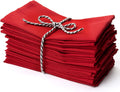 PERLLI Christmas Red Cloth Dinner Napkins - 12 Pack, 18x18 Inches, Soft Cotton Blend, Washable & Reusable
