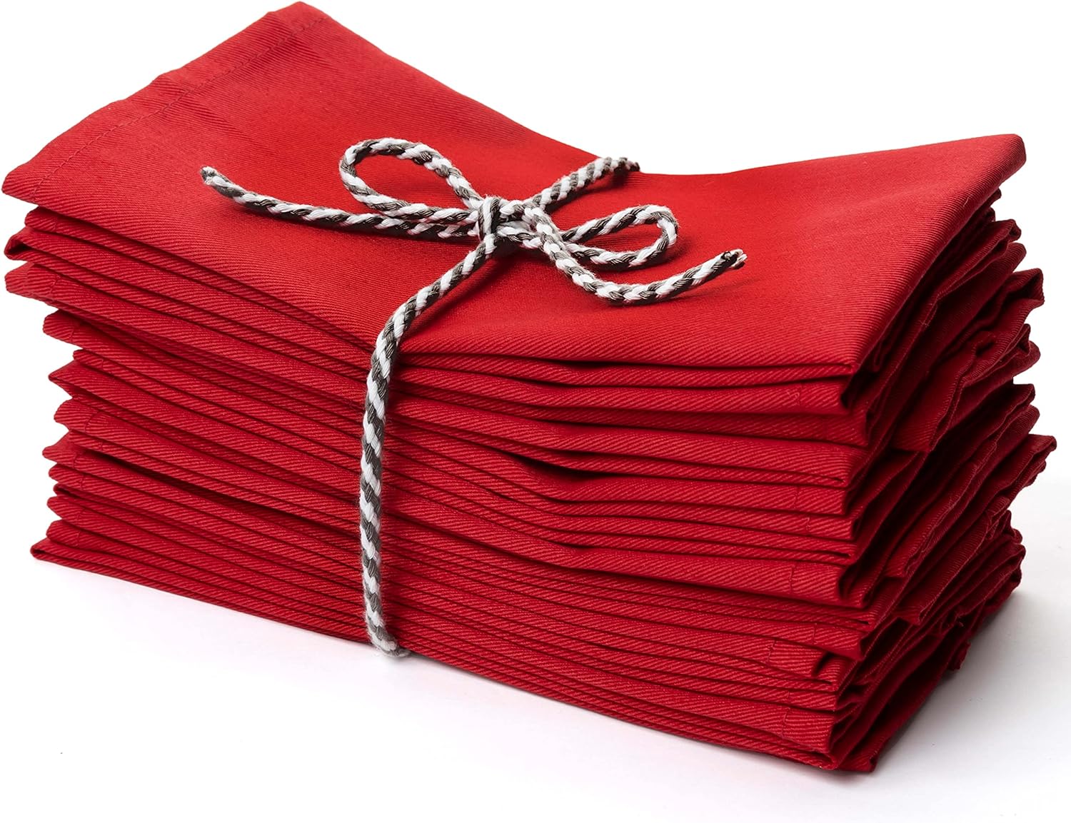 PERLLI Christmas Red Cloth Dinner Napkins - 12 Pack, 18x18 Inches, Soft Cotton Blend, Washable & Reusable