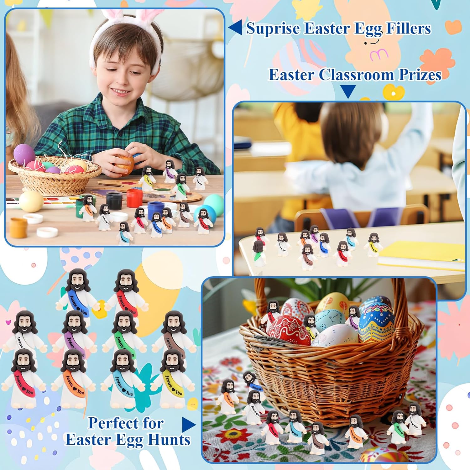 Owurha Mini Jesus Figurines - 100 Pcs Tiny Religious Figures for Sunday School & Baptism Gifts
