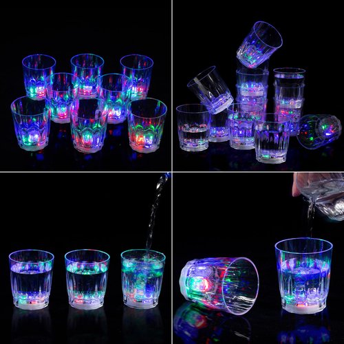 Farrdun 48 Pack Light up Shot Glasses Party Favors LED Flash Light Up Drinking Glasses Adults Shot Cups for Party Glow in the Dark Shot Glasses Supplies for Birthday Christmas Halloween Bar Easter
