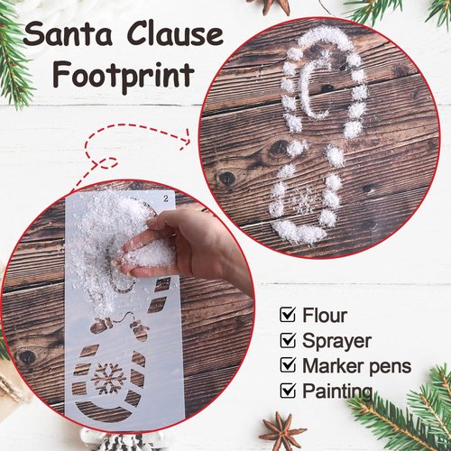 Christmas Santa Footprint Stencil - Create Magical Holiday Memories with Fake Snow Decoration | Craft Supplies