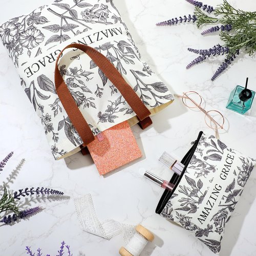 SilTriangle 2 Pcs Christian Tote Bag for Women Gift Canvas Bible Verse Tote Religious Teacher Church Scripture Faith Bags(Amazing Grace)