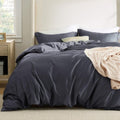 Bedsure Cooling Duvet Cover Queen Size - Moisture Wicking and Silky Eucalyptus Lyocell Cotton Hybrid Comforter Cover Set for Hot Sleeper - Buttery Soft and Breathable, Cooling Bedding Set, Dark Grey