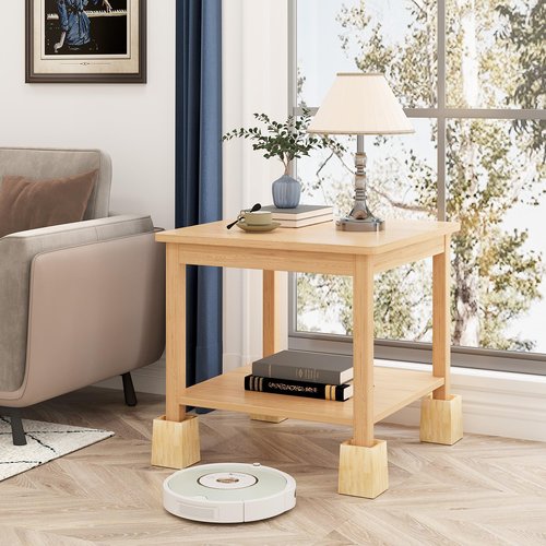 TQVAI Bed Risers Heavy Duty, Support 2200 lbs, 1-in Deep Anti-Fall Edge, 4 Pack Wooden Furniture Bed Lifts Risers with Non-Slip Pads for King Queen Twin Full Size Frame, Original, 5" H(Inner 4" H)