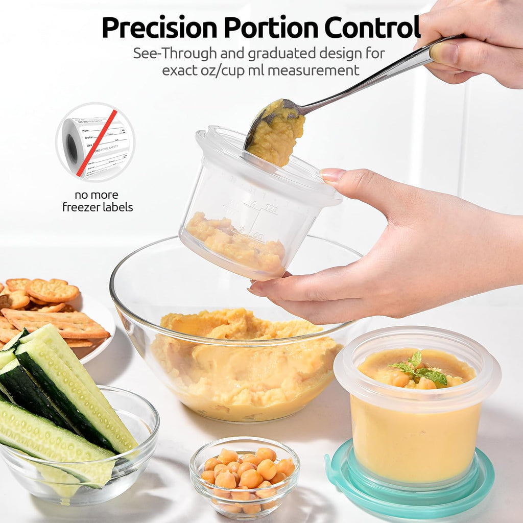 U-Taste Silicone Food Container Set - 4oz x 2, Airtight & Stackable for Snacks | Freezer & Microwave Safe, Aqua Sky