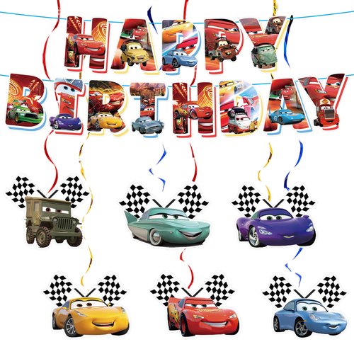Elegant Birthday Banner and Hanging Swirls – Happy Birthday Banner with Swirls for Adult Theme Decorations Party Hanging Decorations