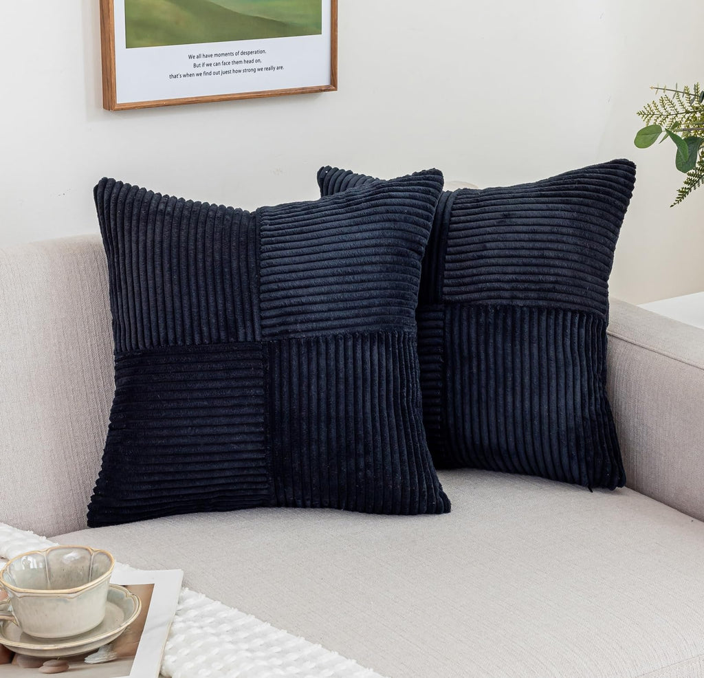 FONSHALE Fall Pillow Covers 20x20 Set of 2 Corduroy Dark Rust Pillow Covers Boho Decorative Spliced Cushion Covers Farmhouse Modern Home Fall Decor for Sofa Living Room Couch Bed
