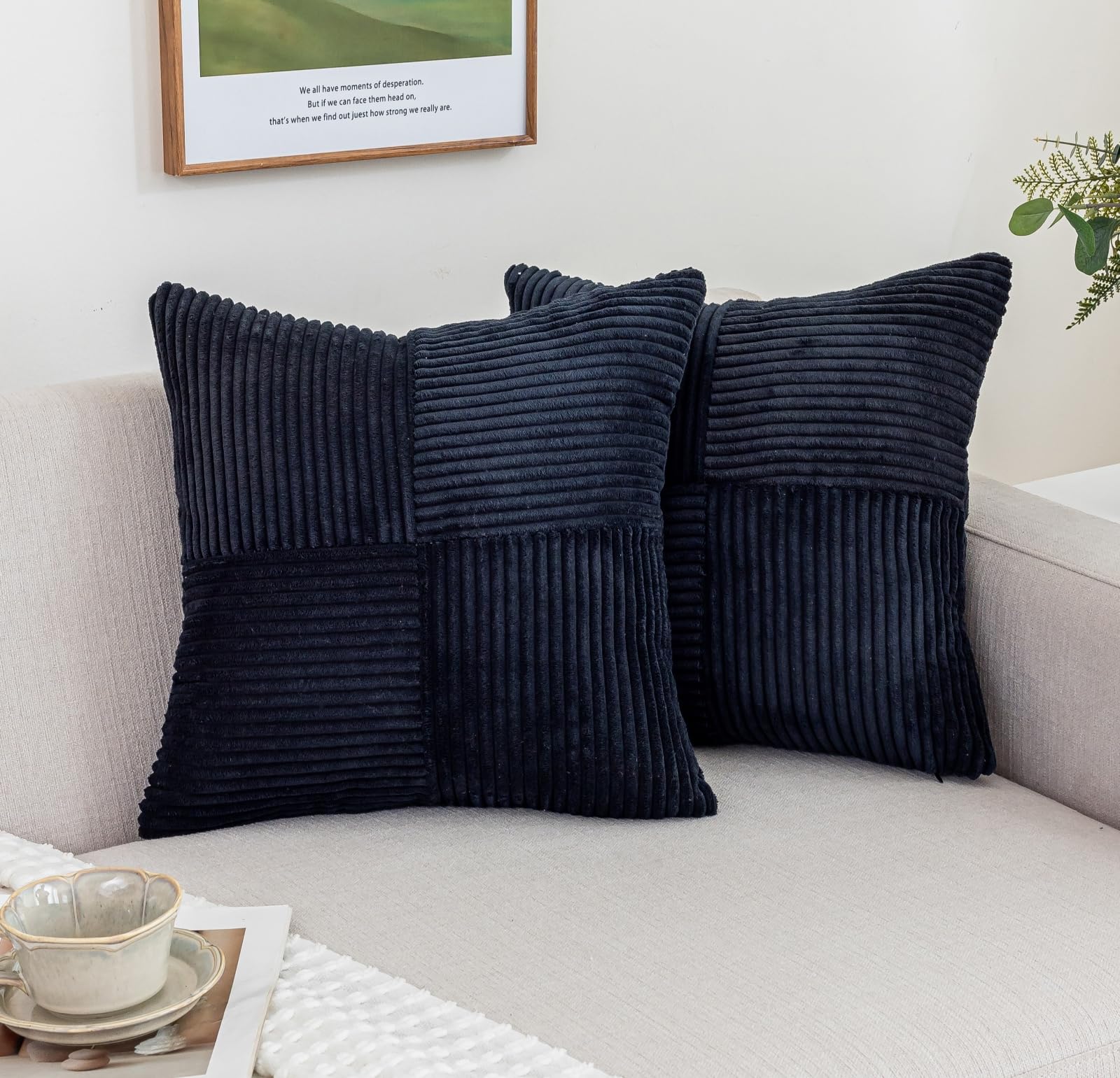 FONSHALE Fall Pillow Covers 20x20 Set of 2 Corduroy Dark Rust Pillow Covers Boho Decorative Spliced Cushion Covers Farmhouse Modern Home Fall Decor for Sofa Living Room Couch Bed
