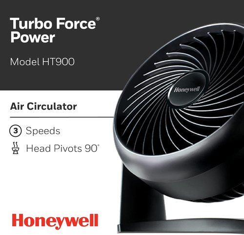 Honeywell HT-900 TurboForce Air Circulator Fan - Compact Black Design | Set of 4