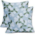 Light Blue Green White Hydrangea Pillow Covers 18x18 Set of 2 Floral Leaves Print Decorative Throw Pillowcases Outdoor Rustic Flower Farmhouse Spring Cushion Cases Decor for Home Couch Sofa Bed