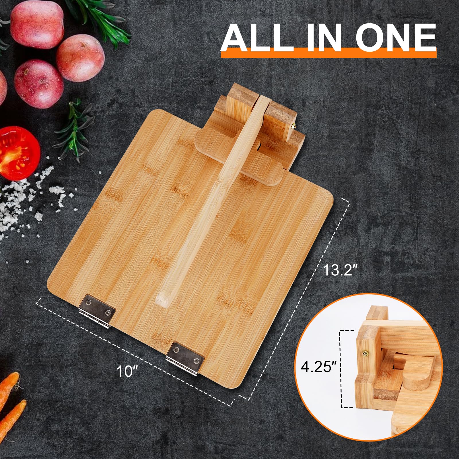 QVEEQ Premium Wooden Tortilla Press, Tortilla Press 10 Inch, Tortilla Maker With 50 Pieces Parchment Paper For Tortillas Roti Burrito, Mexican Tacos, Patacones Square