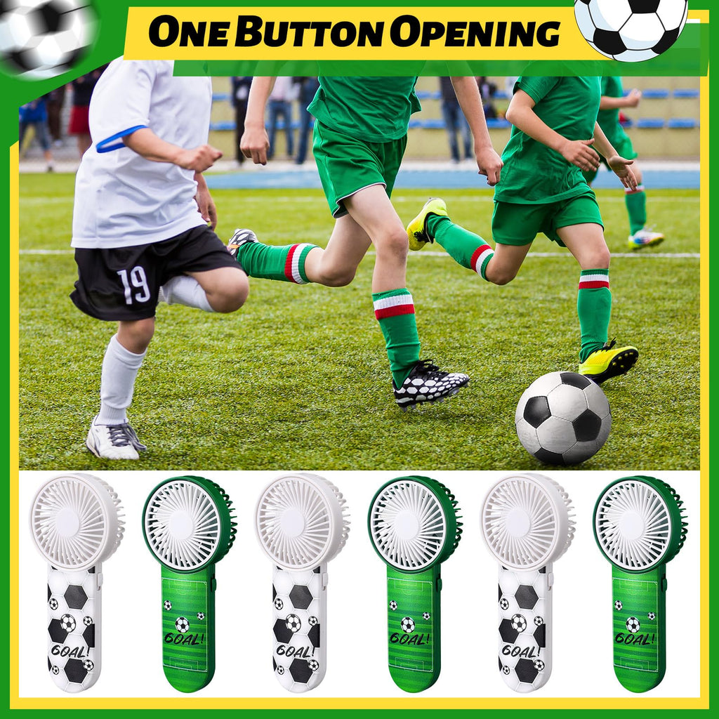 WILLBOND 12 Pcs Soccer Party Supplies Mini Handheld Fan Bulk Small Personal Portable Fans with Lanyard for Soccer Team Gift Goodie Bag Stuffers Outdoor Sport Party, Battery Not Include