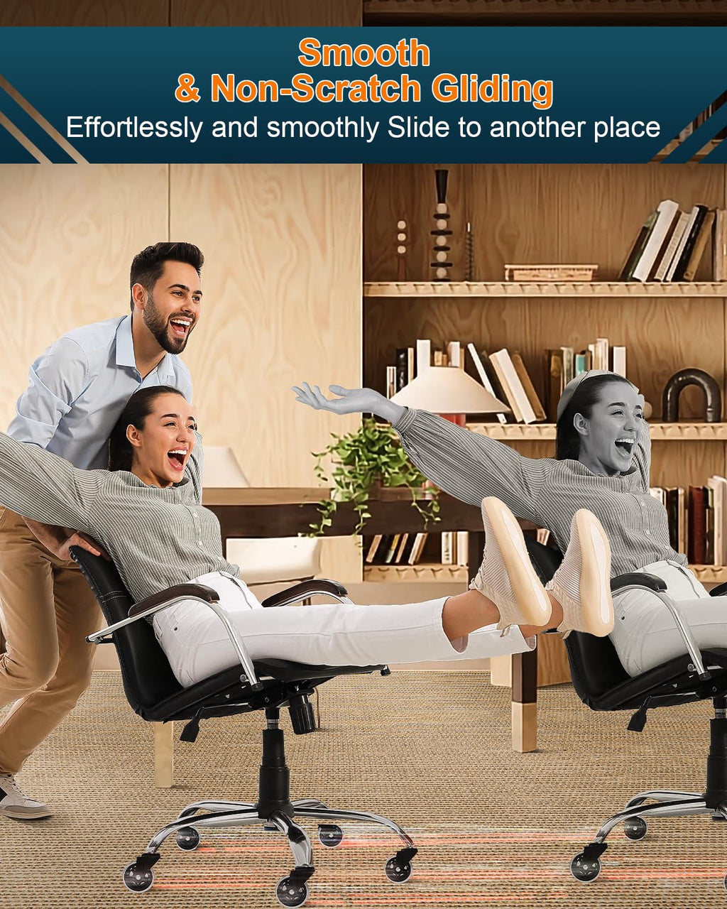 RidRed Office Chair Wheels - Heavy-Duty 3-Inch Rubber Casters | Universal Fit, Noise-Free, Perfect for All Floors (Set of 5)