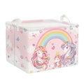 Clastyle 36L Pink Unicorn Rainbow Girls Storage Basket Collapsible Rectangle Clothes ToyBook Shelf Basket for Kid Room Nursery