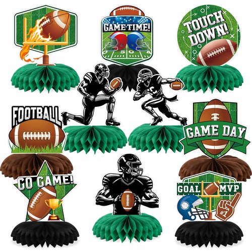 10 PCS Football Party Decorations Honeycomb Centerpieces, Honeycomb Centerpieces for Sports Theme Supplies Table Decorations. (Football)