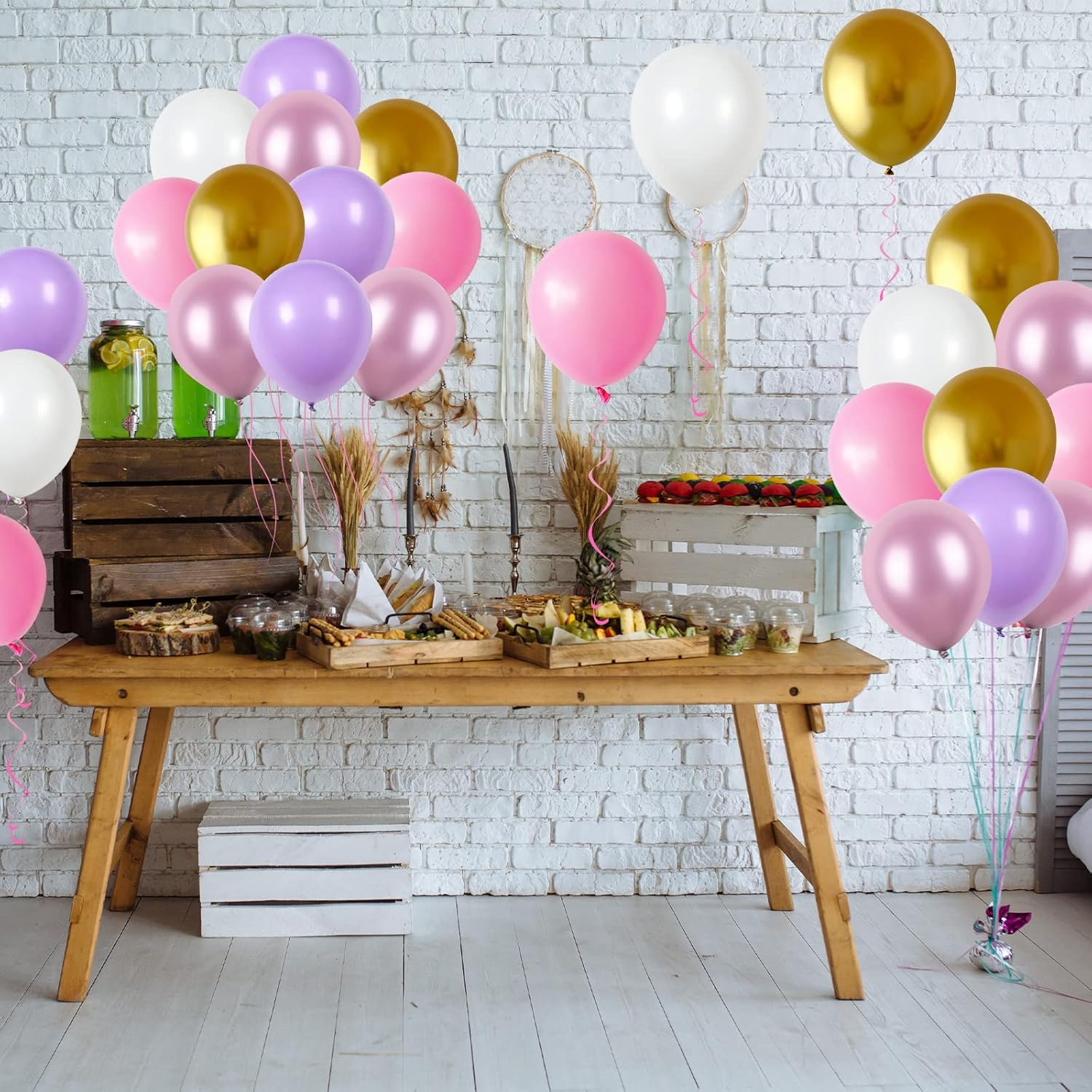 Skiennix 60-Piece Pastel Purple Pink Latex Balloons - 12-Inch Butterfly Birthday Party Decor