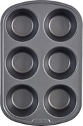 GoodCook Jumbo Texas Muffin Pan - Nonstick Steel, 6-Cup Capacity, Gray | Pack of 12