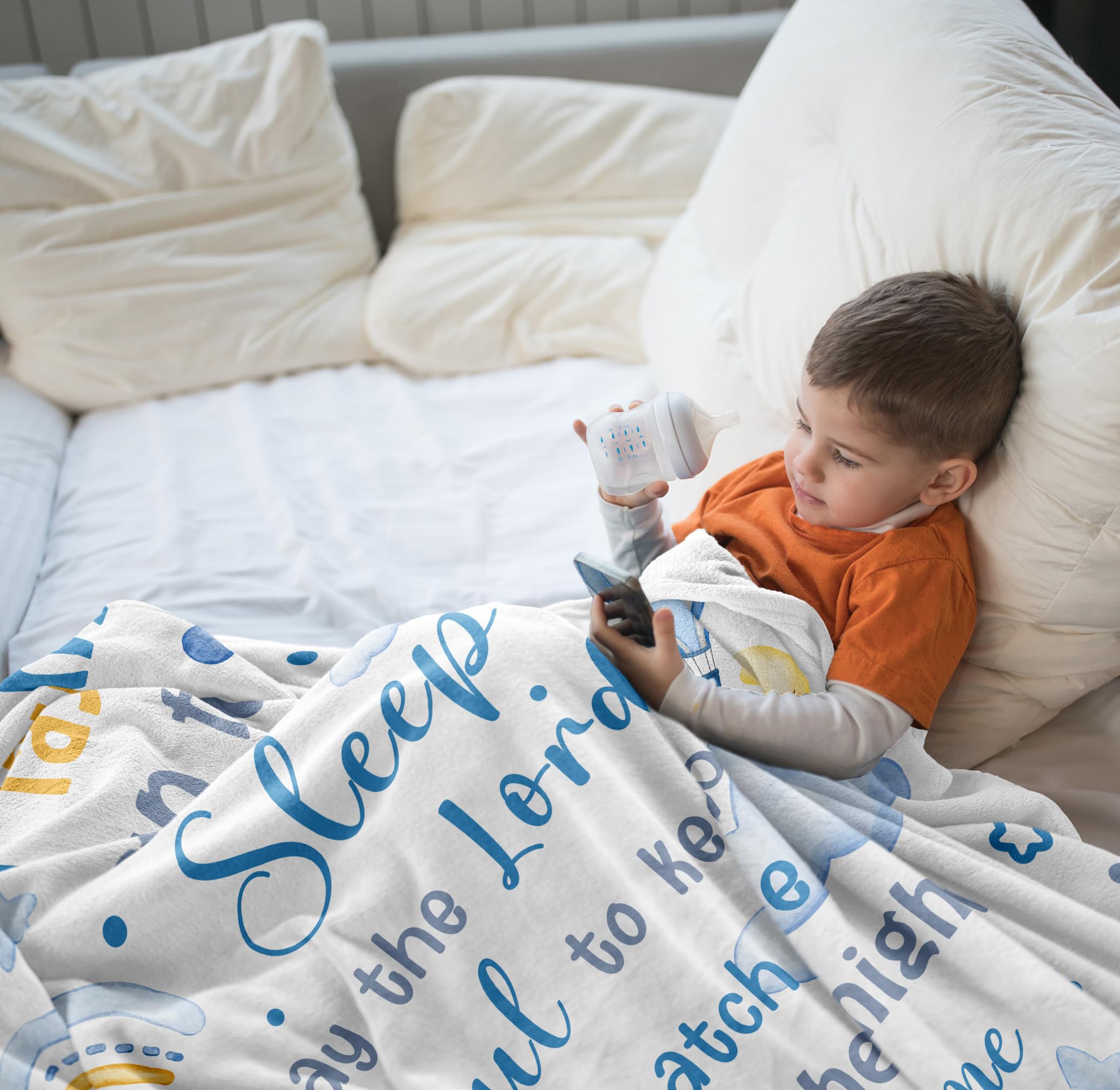 Unique Baptism Gifts for Boys/Girl, Baptismal Blanket 40"x50", Sweet Christian Gifts for Kids Soft Throw, Girls/Boys Christening Presents for Catholic, Religious Baptism Favors